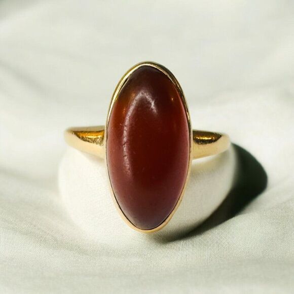 Unbranded Jewelry - Antique 10k Gold Cabochon Carnelian Ring Size 4.5 Georgian Vintage Ring 2.8g